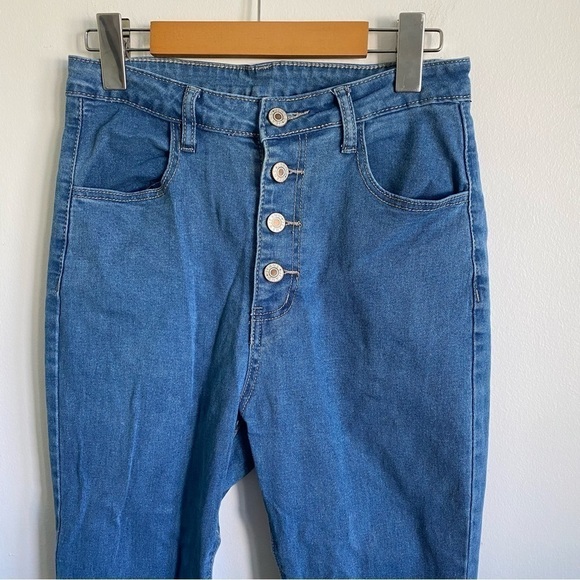 SHEIN High Waist Button Up Flare Hem Jeans • Medium Wash • M Medium - Picture 2 of 10